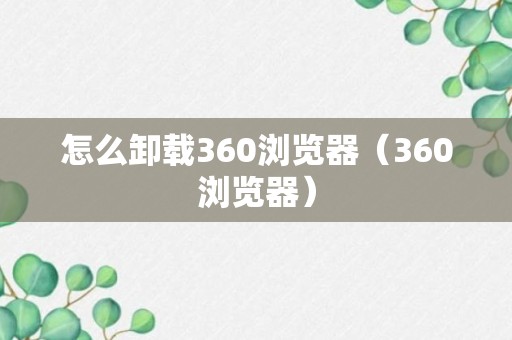 怎么卸载360浏览器（360浏览器）