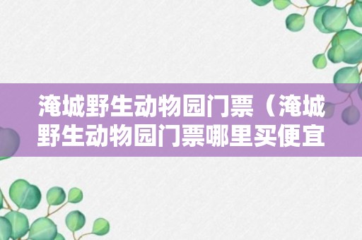 淹城野生动物园门票（淹城野生动物园门票哪里买便宜）