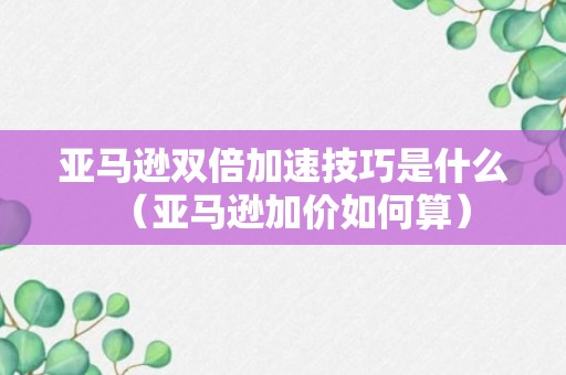 亚马逊双倍加速技巧是什么（亚马逊加价如何算）