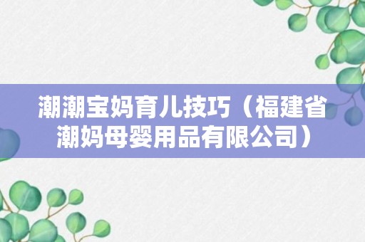 潮潮宝妈育儿技巧（福建省潮妈母婴用品有限公司）