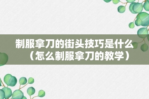 制服拿刀的街头技巧是什么（怎么制服拿刀的教学）