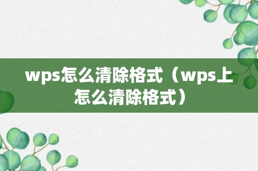 wps怎么清除格式（wps上怎么清除格式）