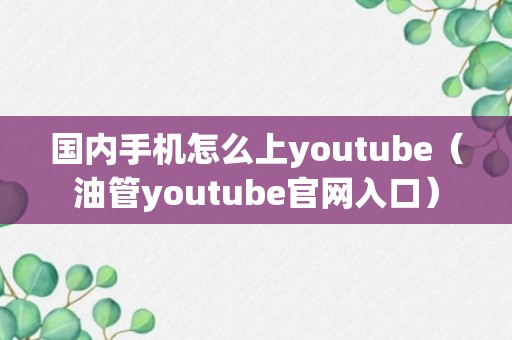 国内手机怎么上youtube（油管youtube官网入口）