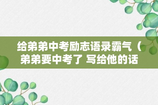 给弟弟中考励志语录霸气（弟弟要中考了 写给他的话）