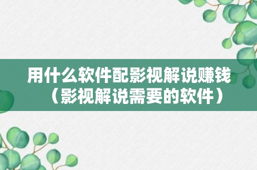 用什么软件配影视解说赚钱（影视解说需要的软件）