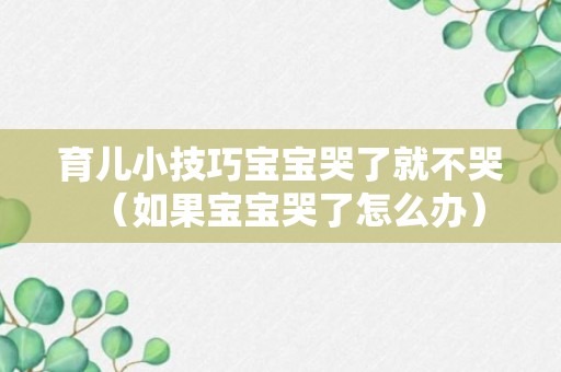 育儿小技巧宝宝哭了就不哭（如果宝宝哭了怎么办）