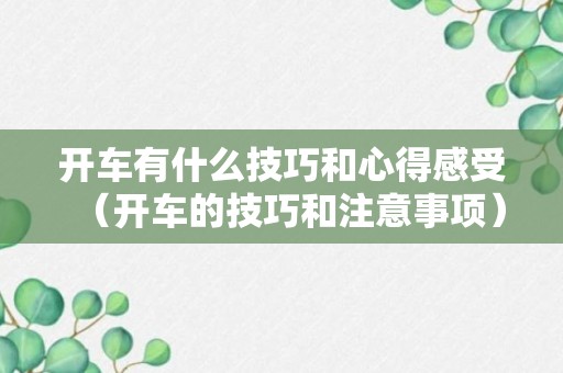 开车有什么技巧和心得感受（开车的技巧和注意事项）