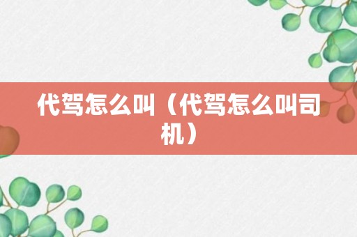 代驾怎么叫（代驾怎么叫司机）