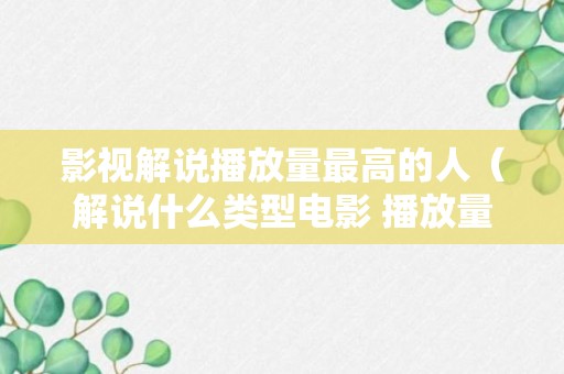 影视解说播放量最高的人（解说什么类型电影 播放量高）