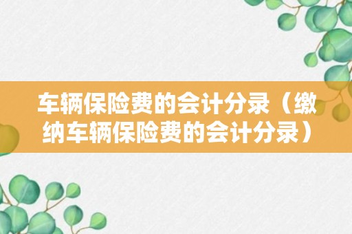 车辆保险费的会计分录（缴纳车辆保险费的会计分录）