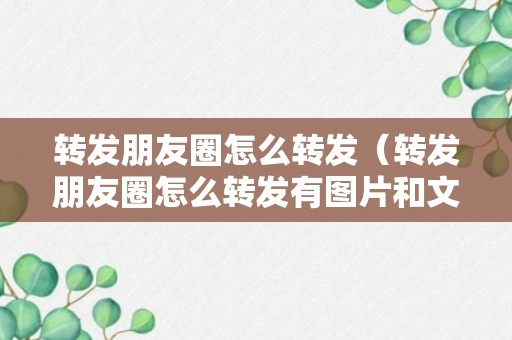 转发朋友圈怎么转发（转发朋友圈怎么转发有图片和文字的）