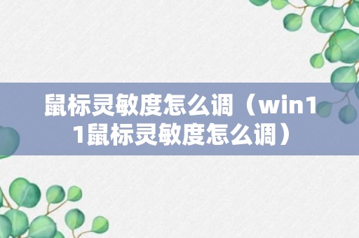 鼠标灵敏度怎么调（win11鼠标灵敏度怎么调）