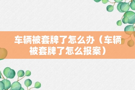 车辆被套牌了怎么办（车辆被套牌了怎么报案）