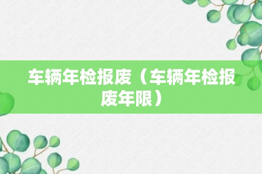 车辆年检报废（车辆年检报废年限）