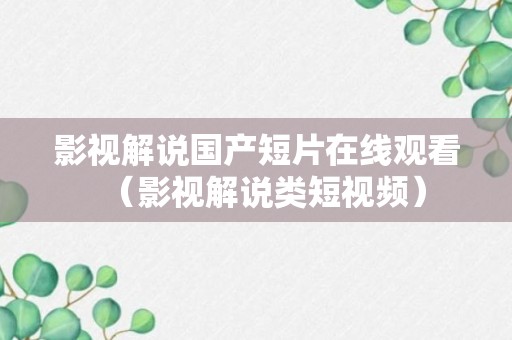 影视解说国产短片在线观看（影视解说类短视频）