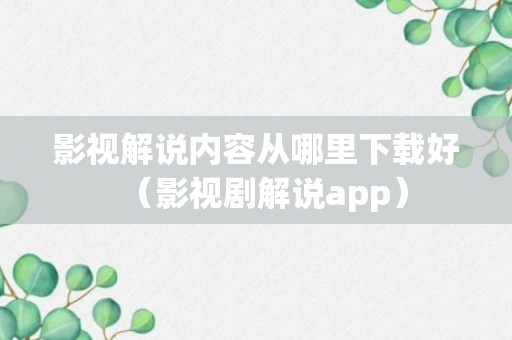 影视解说内容从哪里下载好（影视剧解说app）