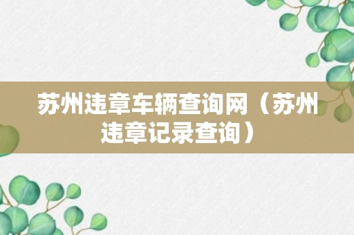 苏州违章车辆查询网（苏州违章记录查询）