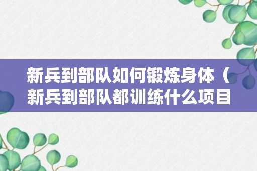 新兵到部队如何锻炼身体（新兵到部队都训练什么项目）