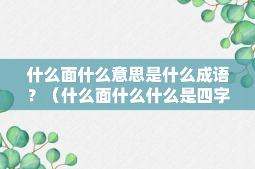 什么面什么意思是什么成语？（什么面什么什么是四字 成语大全）