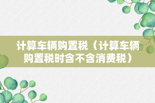 计算车辆购置税（计算车辆购置税时含不含消费税）