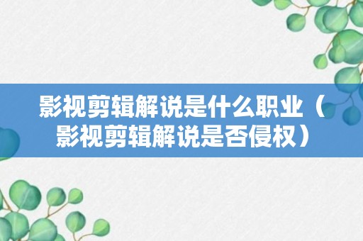 影视剪辑解说是什么职业（影视剪辑解说是否侵权）