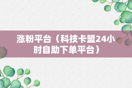 涨粉平台（科技卡盟24小时自助下单平台）