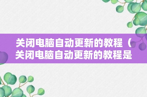 关闭电脑自动更新的教程（关闭电脑自动更新的教程是什么）