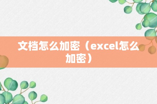 文档怎么加密（excel怎么加密）