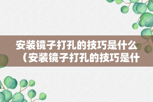 安装镜子打孔的技巧是什么（安装镜子打孔的技巧是什么意思）