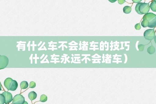 有什么车不会堵车的技巧（什么车永远不会堵车）