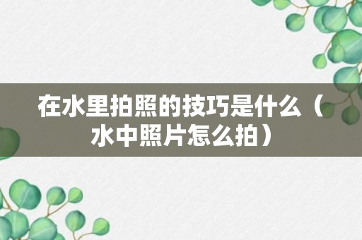 在水里拍照的技巧是什么（水中照片怎么拍）