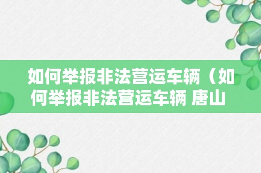 如何举报非法营运车辆（如何举报非法营运车辆 唐山 网约车）