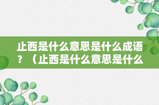 止西是什么意思是什么成语？（止西是什么意思是什么成语解释）