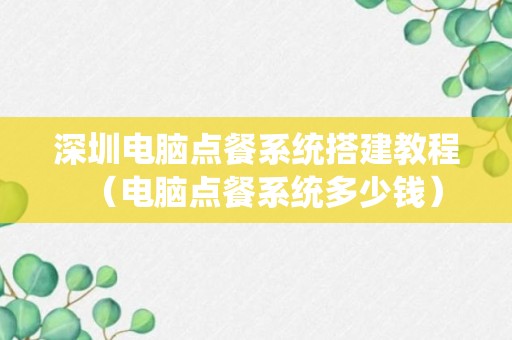 深圳电脑点餐系统搭建教程（电脑点餐系统多少钱）