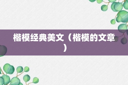 楷模经典美文（楷模的文章）