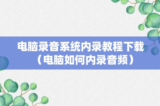 电脑录音系统内录教程下载（电脑如何内录音频）