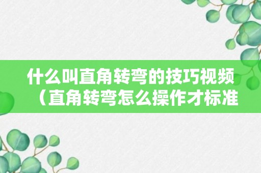 什么叫直角转弯的技巧视频（直角转弯怎么操作才标准）