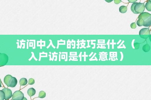 访问中入户的技巧是什么（入户访问是什么意思）