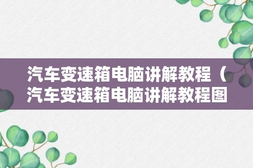 汽车变速箱电脑讲解教程（汽车变速箱电脑讲解教程图片）