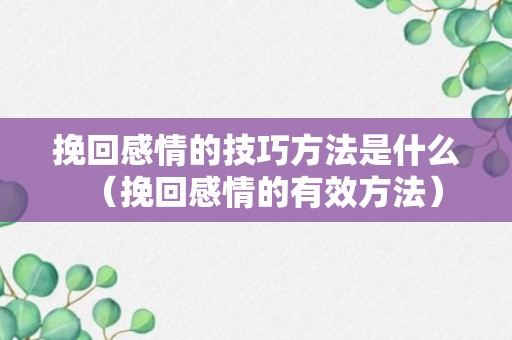 挽回感情的技巧方法是什么（挽回感情的有效方法）