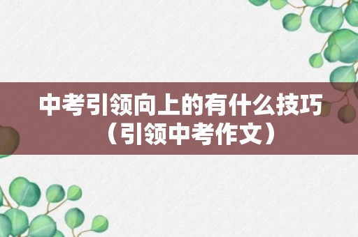 中考引领向上的有什么技巧（引领中考作文）