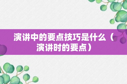 演讲中的要点技巧是什么（演讲时的要点）