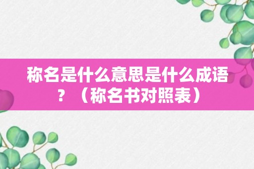 称名是什么意思是什么成语？（称名书对照表）