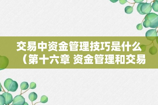 交易中资金管理技巧是什么（第十六章 资金管理和交易策略）