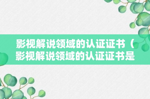 影视解说领域的认证证书（影视解说领域的认证证书是什么）