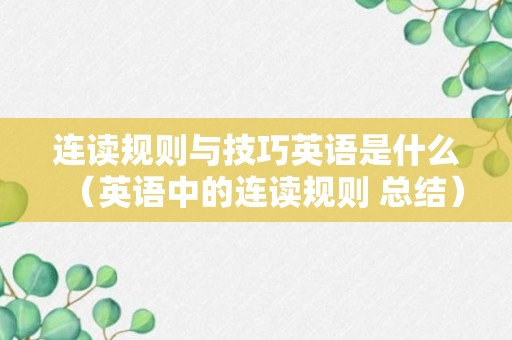 连读规则与技巧英语是什么（英语中的连读规则 总结）