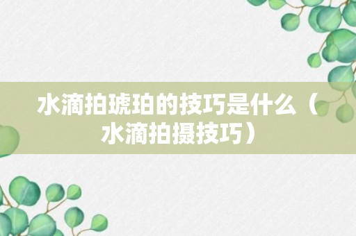 水滴拍琥珀的技巧是什么（水滴拍摄技巧）