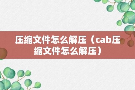 压缩文件怎么解压（cab压缩文件怎么解压）