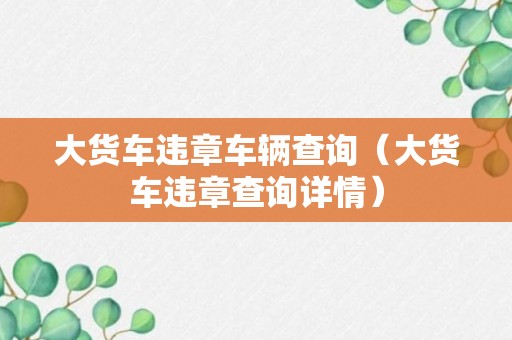 大货车违章车辆查询（大货车违章查询详情）