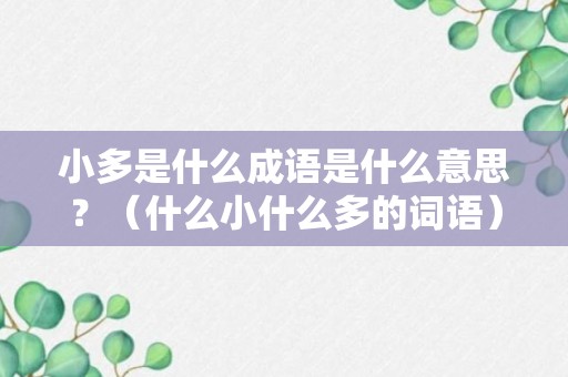 小多是什么成语是什么意思？（什么小什么多的词语）